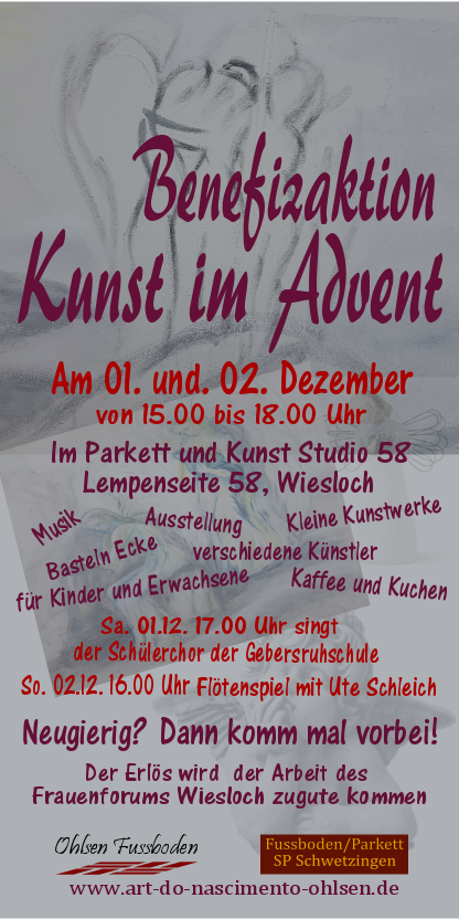 Einladung zur Benefizaktion -Kunst im Advent- zugunsten des Frauenforums 1. und 2.12.2018, 15-19 Uhr,